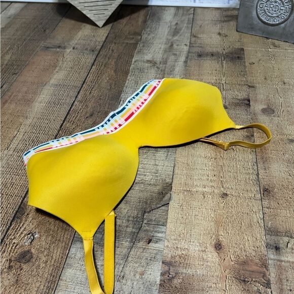 Victorias Secret PINK Wear Everywhere Wireless Lightly Lined Bra Yellow Rainbow - Picture 2 of 11